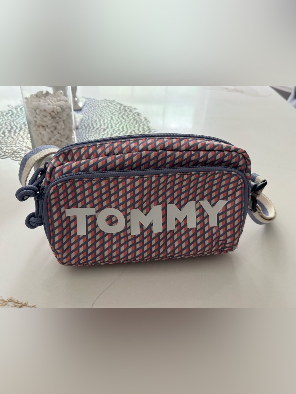 Tommy Hilfiger Navy, Red & White Geometric Toiletry Pouch